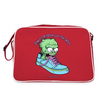 Stinkende Fuß Sneaker und tödliche Zombie Socke - Retro Tasche - Rot/Weiß - Hinten