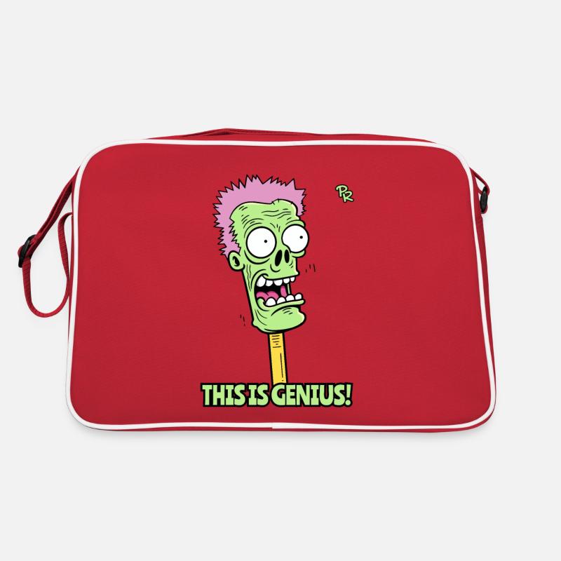 Das ist genial: Ein schlauer Zombie Bleistift - Retro Tasche - Rot/Weiß