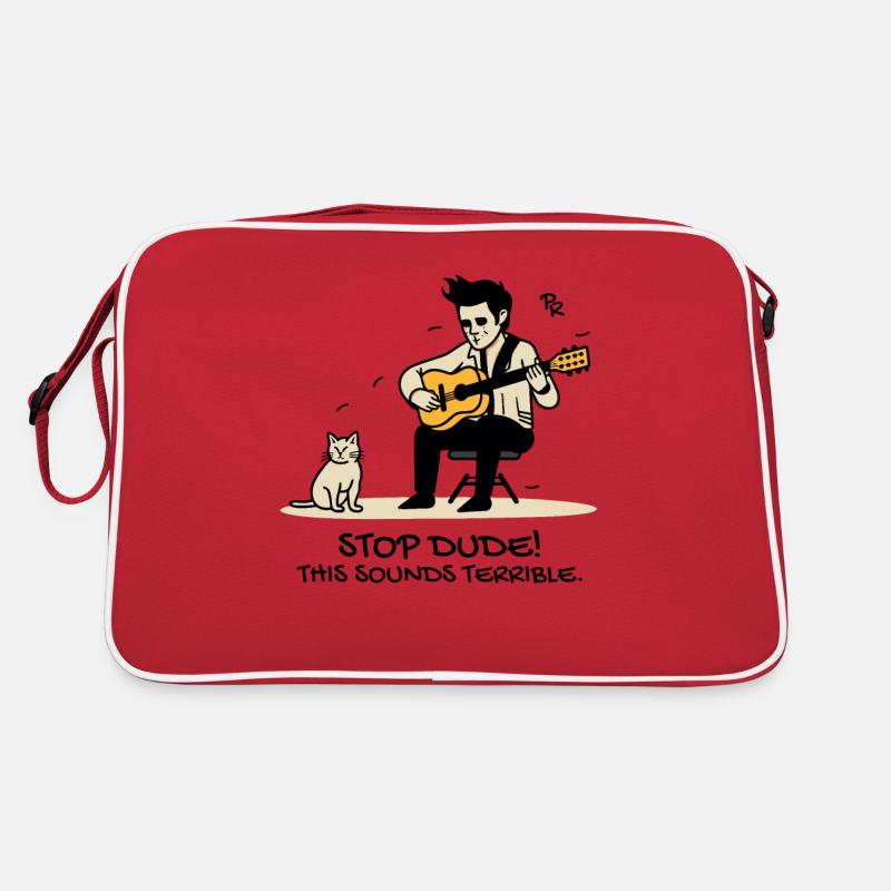 Ça sonne terriblement mal : guitariste et chat Sac Retro
