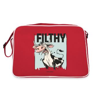 Disgusted cow, dirty and grubby - Retro Bag - red/white - Back