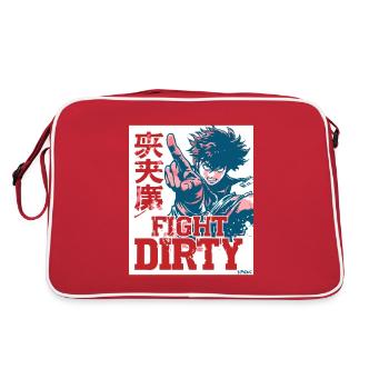 Anime-Kampfkunst: Kämpfe schmutzig - Retro Tasche - Rot/Weiß - Hinten