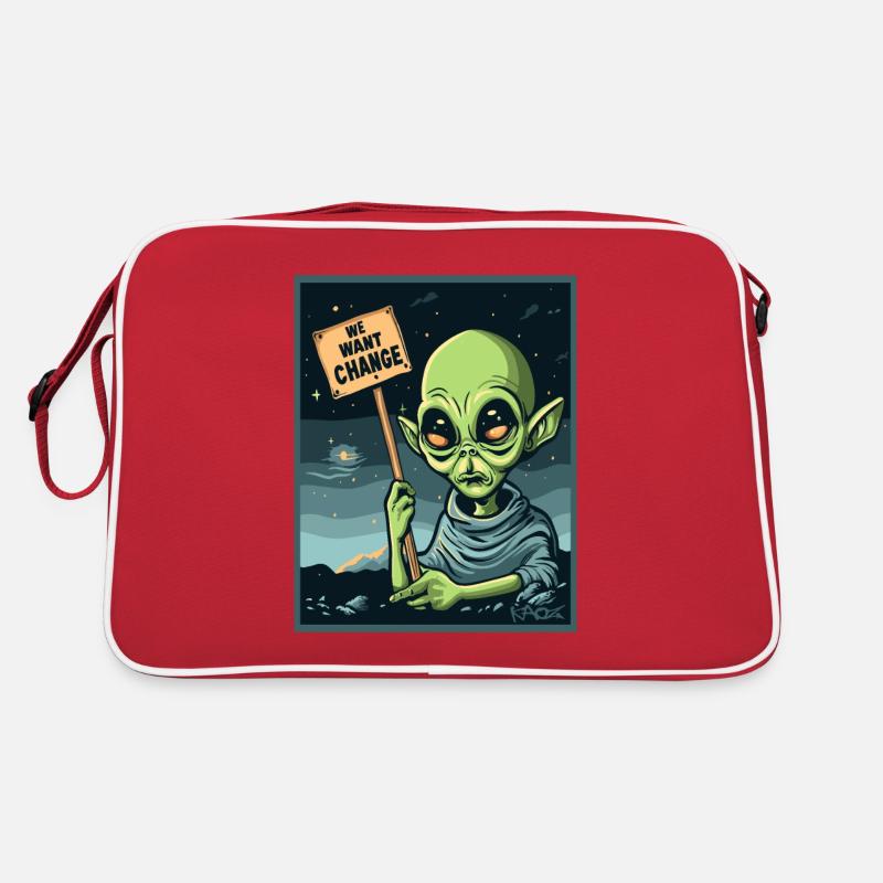 Wir wollen Veränderung, außerirdischer Protest Retro Tasche