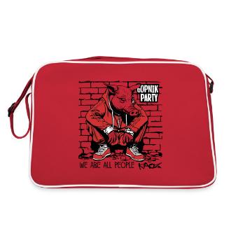 Wir sind Menschen, slawische Hocke, Gopnik Party - Retro Tasche - Rot/Weiß - Hinten