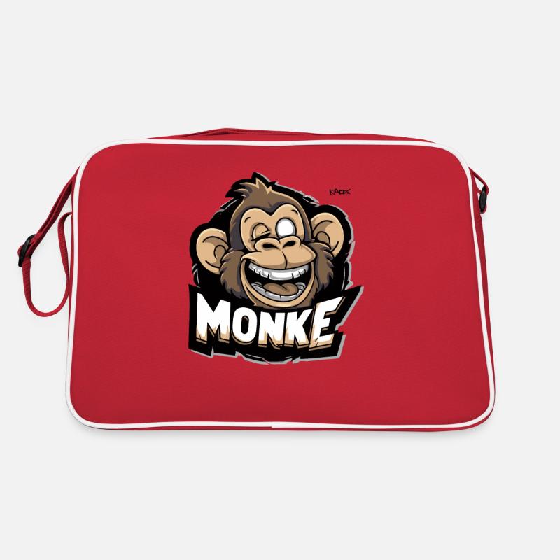 Ein lustiger Affe - Retro Tasche - Rot/Weiß