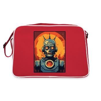 Invasion de robot rétro de dessin animé Art déco - Sac Retro - rouge/blanc - Dos