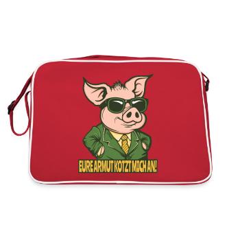 Eure Armut ist zum Kotzen, reiches Schwein - Retro Tasche - Rot/Weiß - Hinten