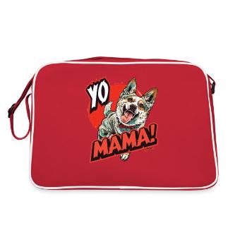 Sayings Dog: Yo Mama!, your mother - Retro Bag - red/white - Back