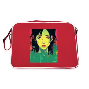 Art de la ville triste : Illustration de femme japonaise - Sac Retro - rouge/blanc - Dos