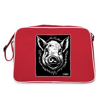 a pig, a sow, a boar - Retro Bag - red/white - Back