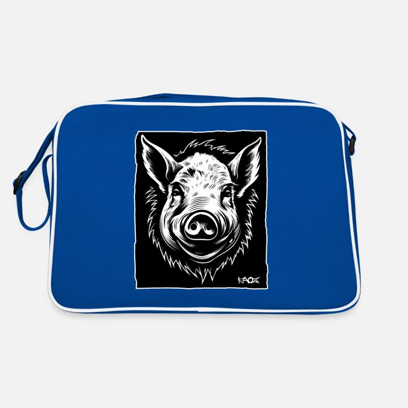 ein Schwein, eine Sau, ein Eber Retro Tasche