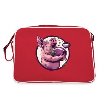 Porc végétarien aimant les aubergines - Sac Retro - rouge/blanc - Dos