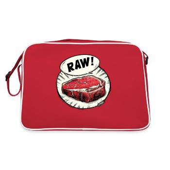 Steak juteux - cru et délicieux - Sac Retro - rouge/blanc - Dos