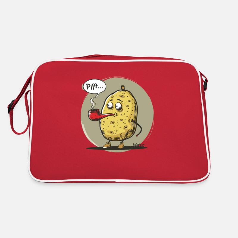 Dessin animé pomme de terre avec pipe à tabac Sac Retro