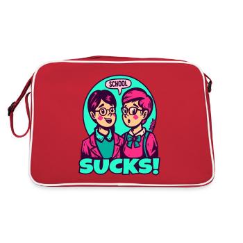 Young teachers and pupils: School is annoying - Retro Bag - red/white - Back