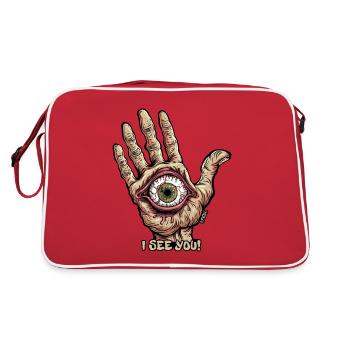 Hand with eye - I see you - Retro Bag - red/white - Back