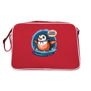 Penguin goes home: "I'm gone, guys!" - Retro Bag - red/white - Back