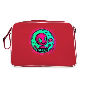 Little happy alien, sleeping - Retro Bag - red/white - Back