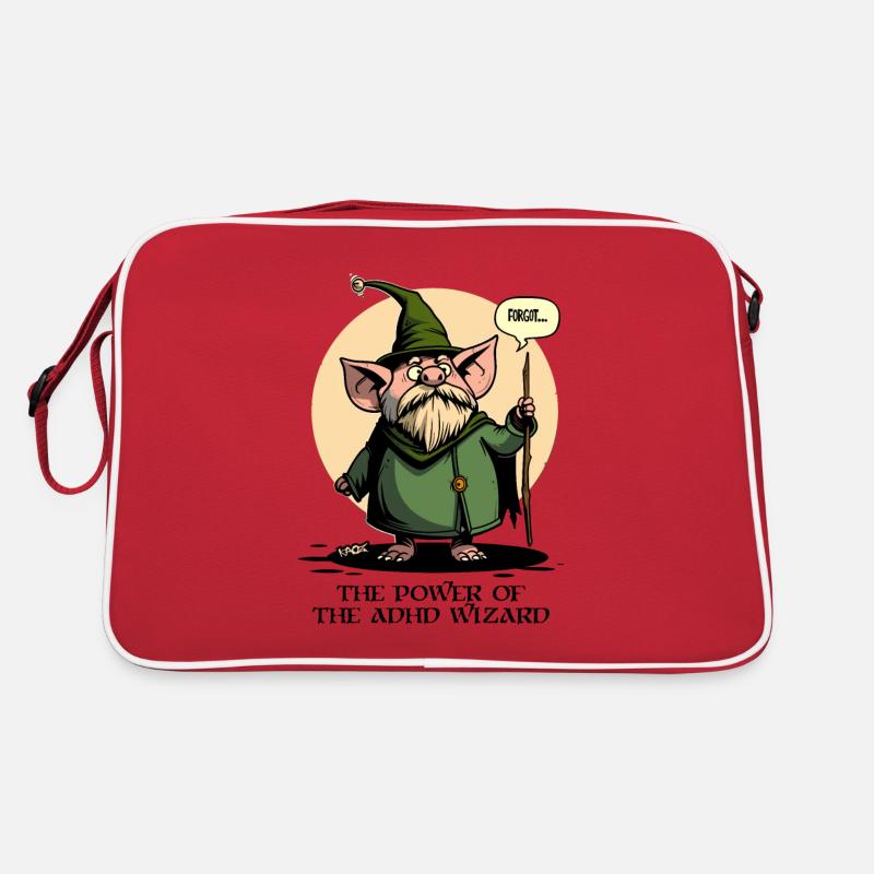 Die Macht des ADHS-Zauberers - Retro Tasche - Rot/Weiß