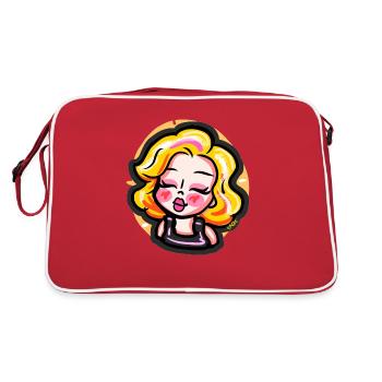 Fille de dessin animé blonde dans un style comique - Sac Retro - rouge/blanc - Dos