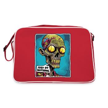 Zombie Skull Skeleton: Do Nothing - Retro Bag - red/white - Back
