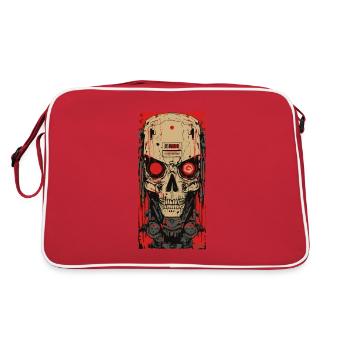 Horror Cyborg Skull - Retro Bag - red/white - Back