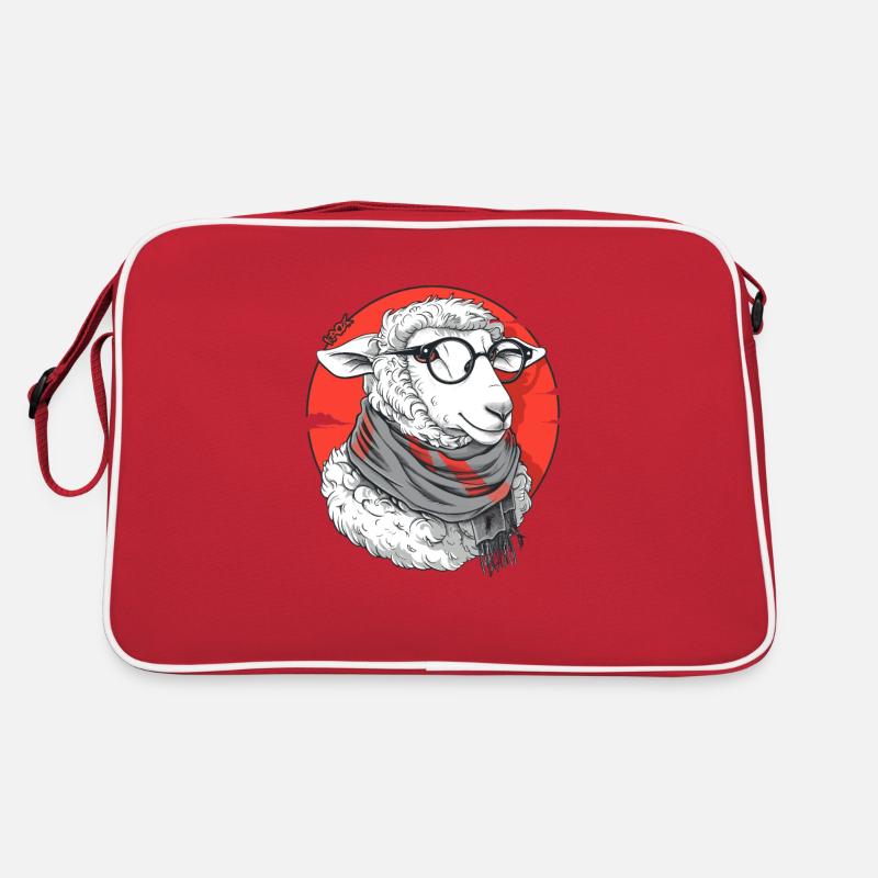 Das schlaue Schaf - Retro Tasche - Rot/Weiß
