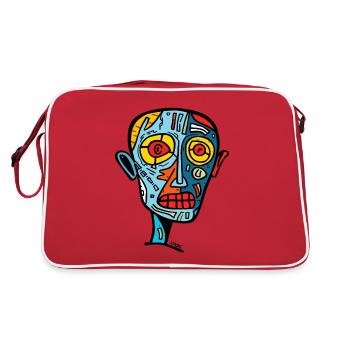 Portrait cubiste d’une tête de zombie - Sac Retro - rouge/blanc - Dos