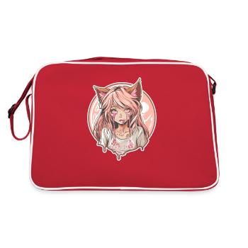 Cooles Anime-Fuchs-Mädchen - Retro Tasche - Rot/Weiß - Hinten