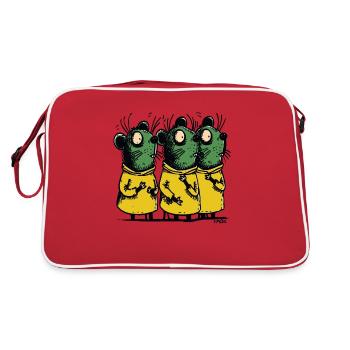 Three Cool Cartoon Rats Shocked And Confused - Retro Bag - red/white - Back