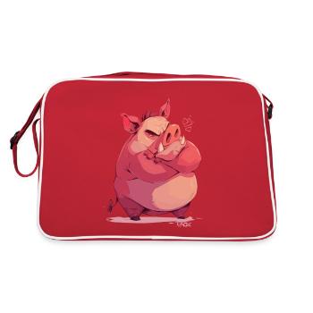 Angry and offended pig - Retro Bag - red/white - Back