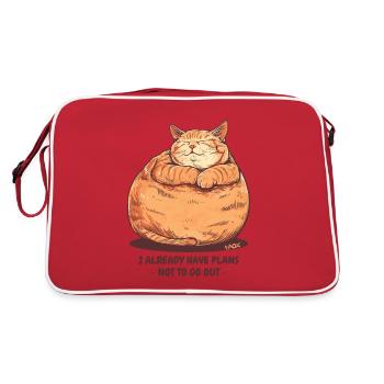 Ein sehr pummeliger, fetter Kater mit einem Plan - Retro Tasche - Rot/Weiß - Hinten