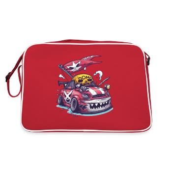 Robuster Cartoon JDM Piraten Street Racer - Retro Tasche - Rot/Weiß - Hinten