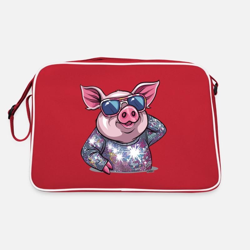 Glitzer Disco Tanz-Diva Schwein Retro Tasche