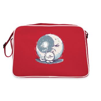 Dormir inconfortable chat et lune et dormir - Sac Retro - rouge/blanc - Dos