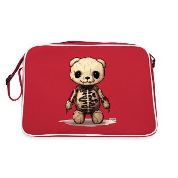 Cute and Funny, Skeleton Toy Bear - Retro Bag - red/white - Back