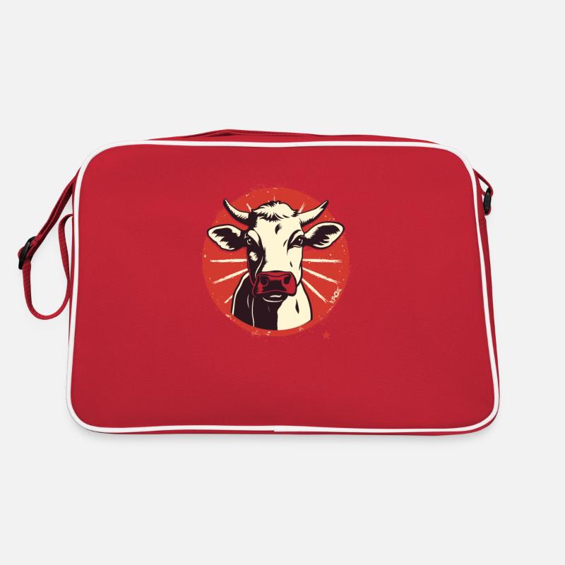 Propaganda-Kameraden-Retro-Kuh - Retro Tasche - Rot/Weiß