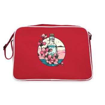Fleurs roses : une belle nature dans une bouteille - Sac Retro - rouge/blanc - Dos