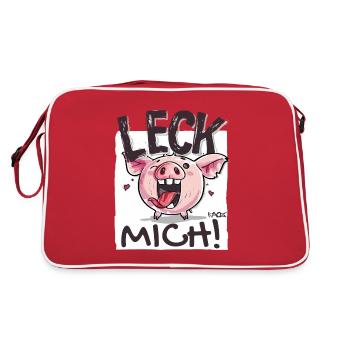 Kleines freches Schwein: Leck Mich - Retro Tasche - Rot/Weiß - Hinten