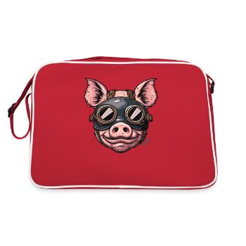 Drôle de cochon souriant avec masque en cuir - Sac Retro - rouge/blanc - Dos