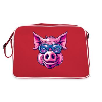 Un cochon porte de drôles de lunettes - Sac Retro - rouge/blanc - Dos