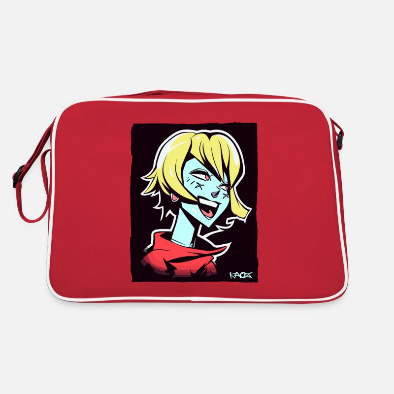 Cooles und glückliches Anime-Mädchen - Retro Tasche - Rot/Weiß