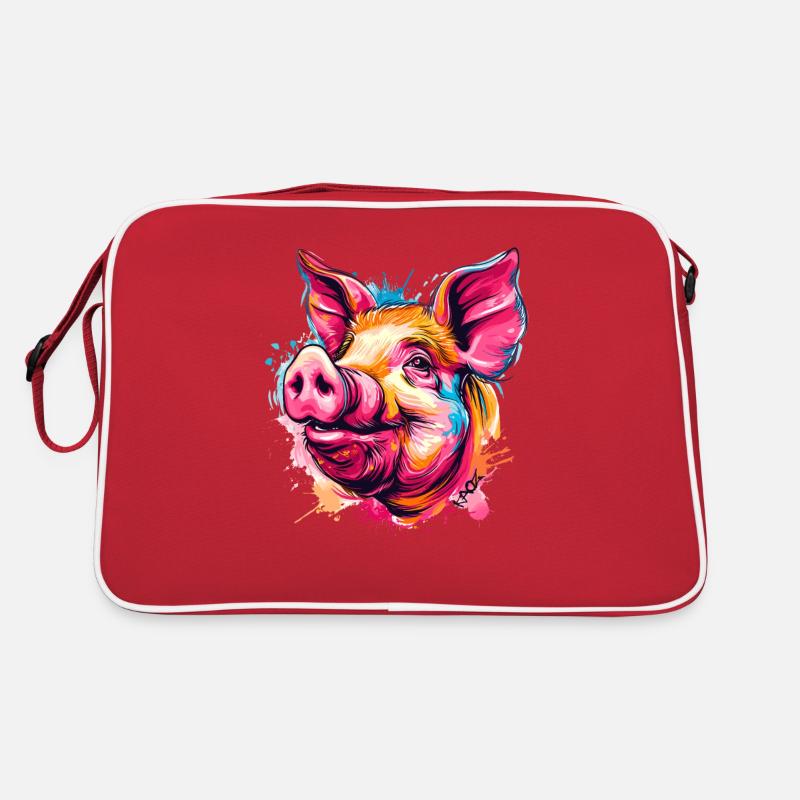 Cochon d’éclaboussures de peinture colorées Sac Retro