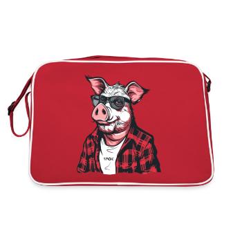 Cochon bûcheron - Sac Retro - rouge/blanc - Dos