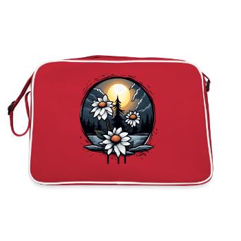 Horror Night: Flowers and Bright Moon - Retro Bag - red/white - Back
