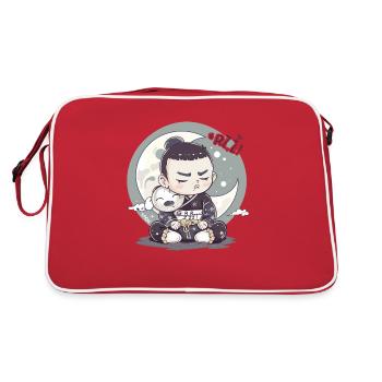 Tired little sumo samurai with moon and stars - Retro Bag - red/white - Back