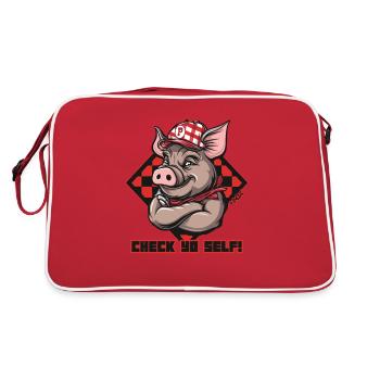 Check Yourself, Trucker Hat Pig - Retro Bag - red/white - Back