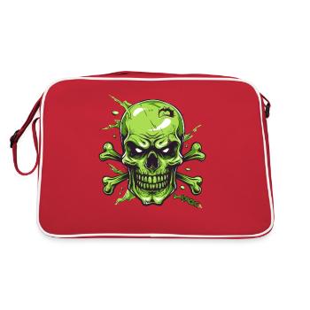 Angry Green Skull - Retro Bag - red/white - Back