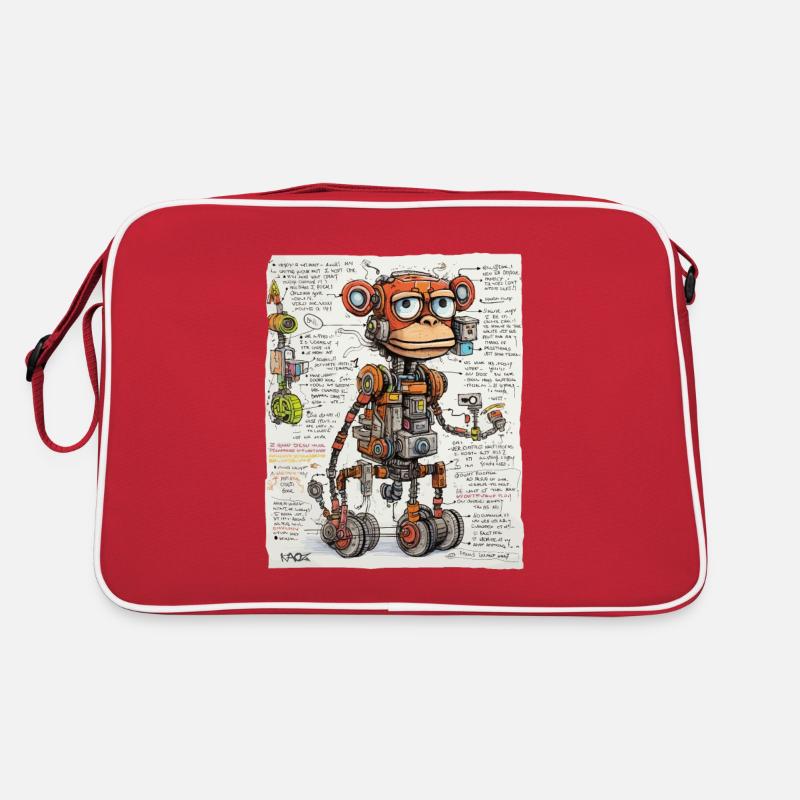Die Struktur des Roboter-Affen - Retro Tasche - Rot/Weiß