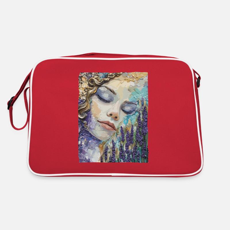 Mädchen schläft im Lavendel Retro Tasche