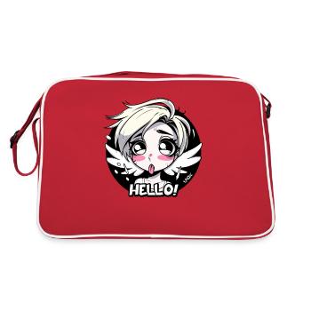 Mädchen-Engel sagt Hallo - Retro Tasche - Rot/Weiß - Hinten